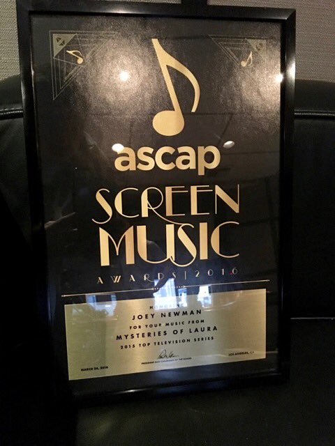 Huge congrats to composer <a href="/joeynewman/">Joey Newman</a> and team! #MysteriesofLaura
