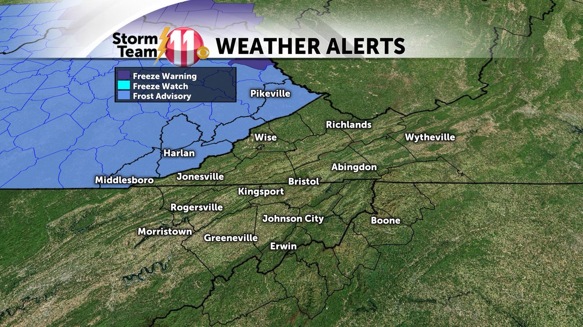 stormteam11's tweet photo. A #Frost Advisory will be in effect from 2 AM to 10 Saturday for eastern Kentucky. https://t.co/J1WEfCl2cm