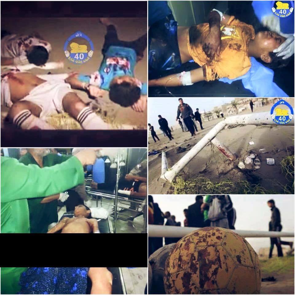 FootballFunnys's tweet photo. RIP to the 30 kids who died in Iraq after a terrorist attack. They had their last match. Terrorism has no religion https://t.co/Xs49eOa3fd