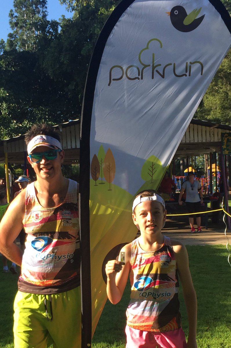 SeanPex's tweet photo. First @parkrunAU done - Rockhampton's new #parkrun course is scenic but hilly. Hayden was first kid home #ccrf16 https://t.co/va1R2csVuE