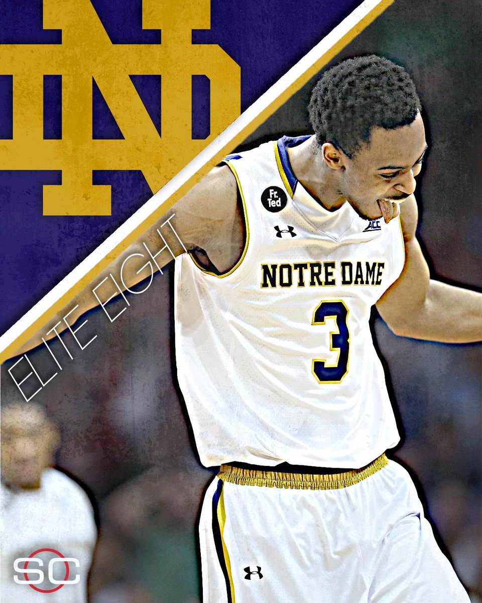 SportsCenter's tweet photo. Notre Dame escapes Wisconsin, 61-56. Irish have consecutive Elite Eight appearances for the 1st time since 1978-79. https://t.co/X8UjvMb6Nf