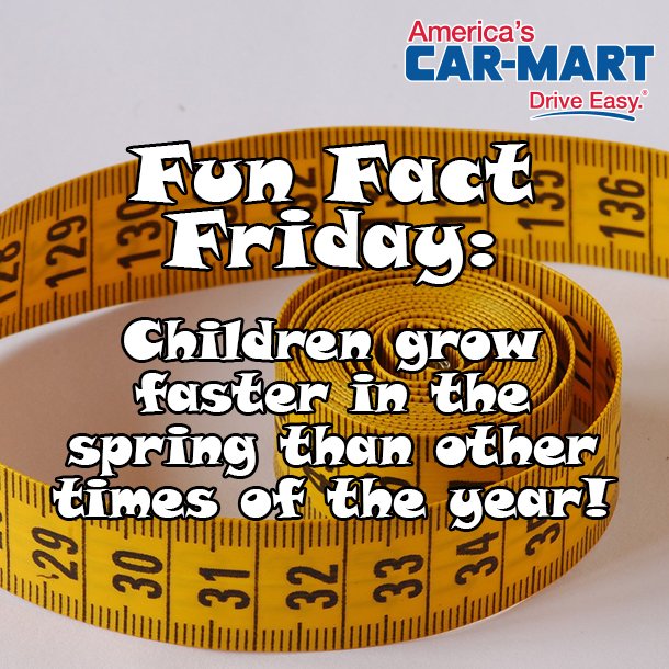 AmericasCarMart's tweet image. Children grow faster in the spring than other times of the year! #funfactfriday #didyouknow #springfacts #driveeasy
