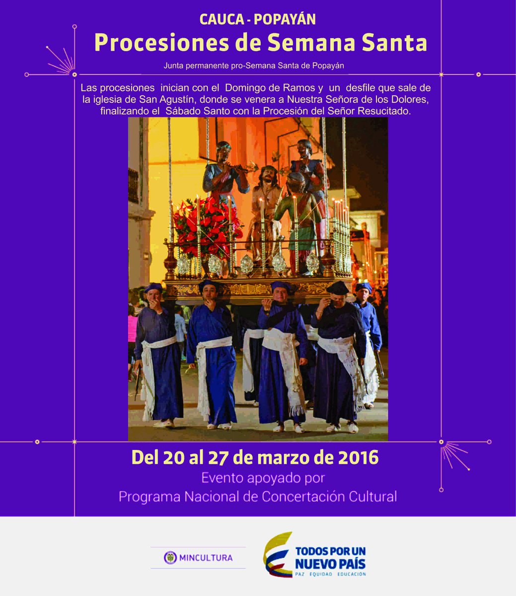 mincultura's tweet photo. Vive en Popayán las tradicionales procesiones de Semana Santa #SemanaCultural #SemanaDePaz #SemanaDePaz https://t.co/zd1e1t2a8v
