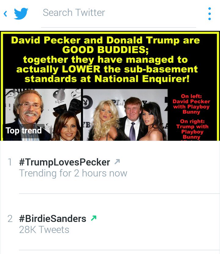 TrumpHASHTAG's tweet photo. #TrumpLovesPecker
USA's first National Enquirer POTUS
#dumpTrump #StopTrump https://t.co/rGBchRJ6nS