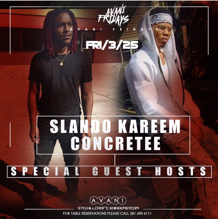 Slandokareem's tweet photo. Pull up on me and @Concretee_ tonight at #avanilounge hit me or bro up to get in https://t.co/VMyYjWeI4d