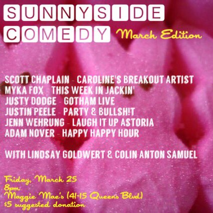 ComedySunnyside's tweet photo. Tonight! 8pm! Maggie Mae's! https://t.co/Ec4UeQ13Qq