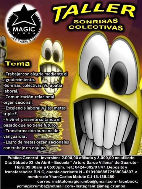 yhancmatute's tweet photo. Asiste, no te lo pierdas! #sonrie #sonrisascolectivas #maracay .@MagicRumba https://t.co/L8AWKErmvZ