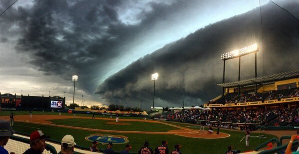Routine's tweet photo. So the Astros game got called today 😳. // 📸 @JifferAlderman https://t.co/ZvCsAymHrj