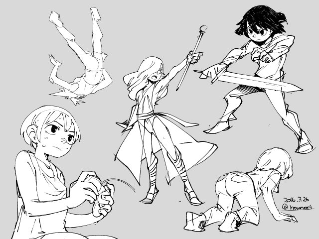 お絵描き:ポーズ練 