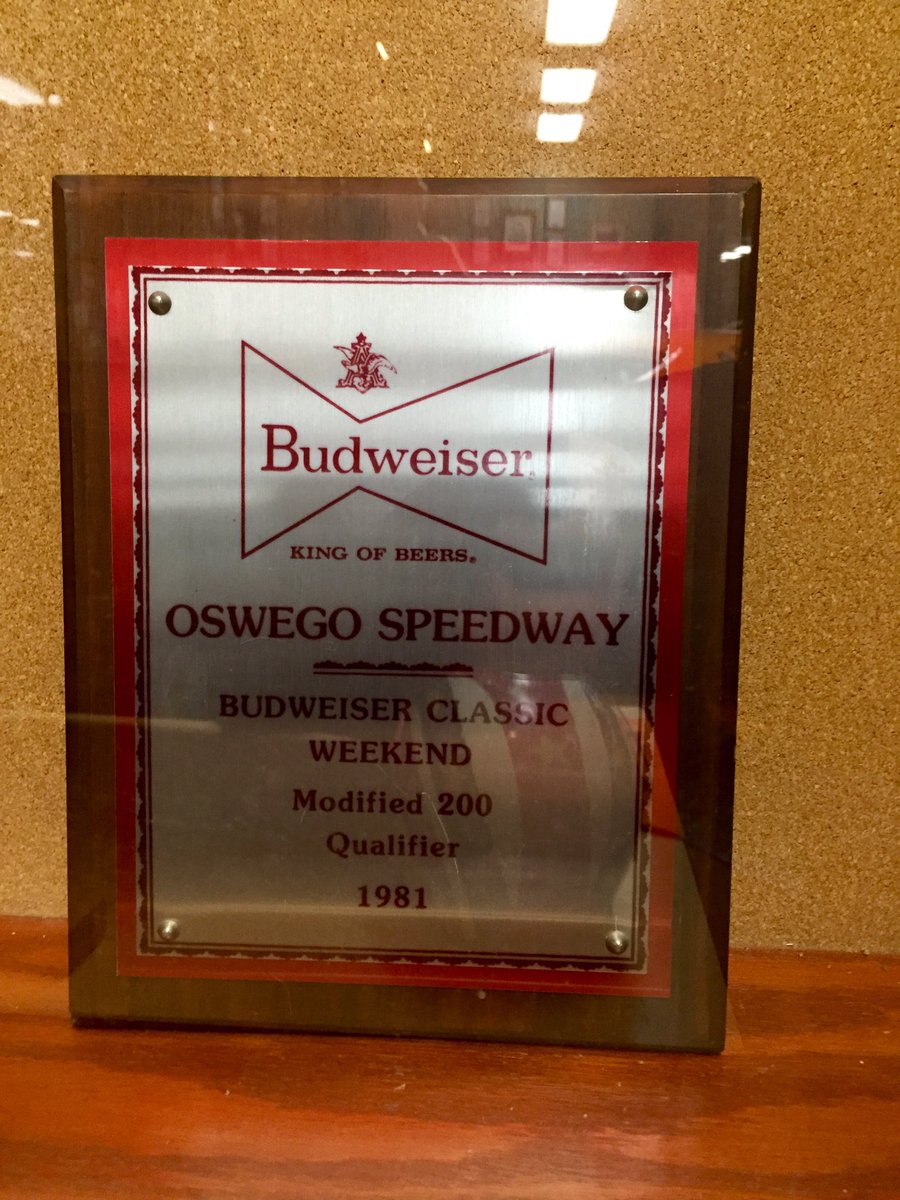 CamdenProud's tweet photo. #RichieEvans 1981 @OswegoSpeedway @Budweiser #BudClassicWeekend #Mod200 qualifying plaque. #RapidRoman #BigOrange61 https://t.co/oaJTBbGvoQ