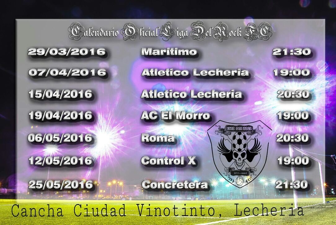 LigaDelRockFC's tweet photo. Calendario oficial de La Liga Del Rock de la Liga @ciudadvinotinto https://t.co/cuREzFVEO1