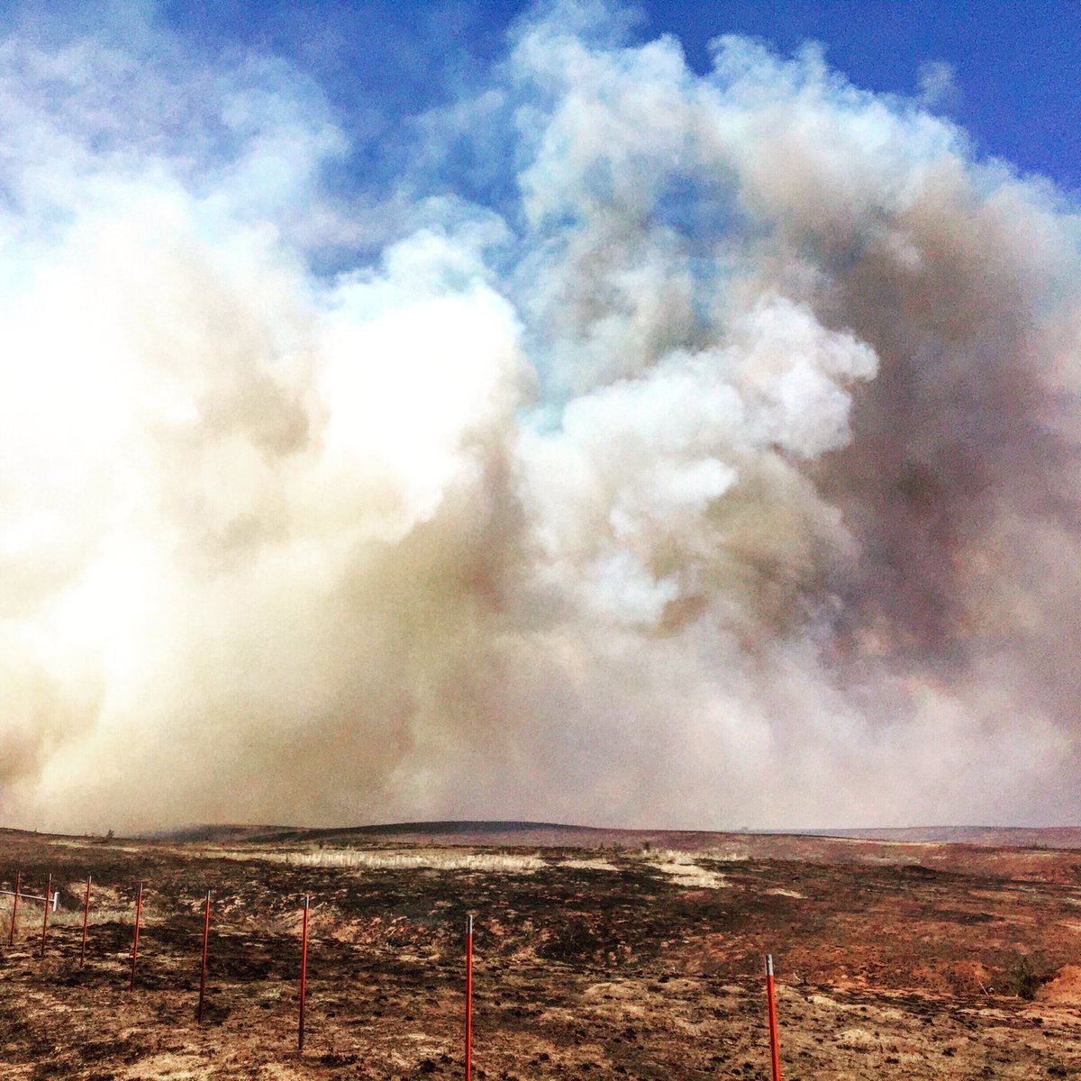 BenJordan3's tweet photo. Earth, wind and fire collided today like I've never seen before. Picture taken in Alva, OK. #kswildfire #okwildfire https://t.co/pWjCrEiuWo