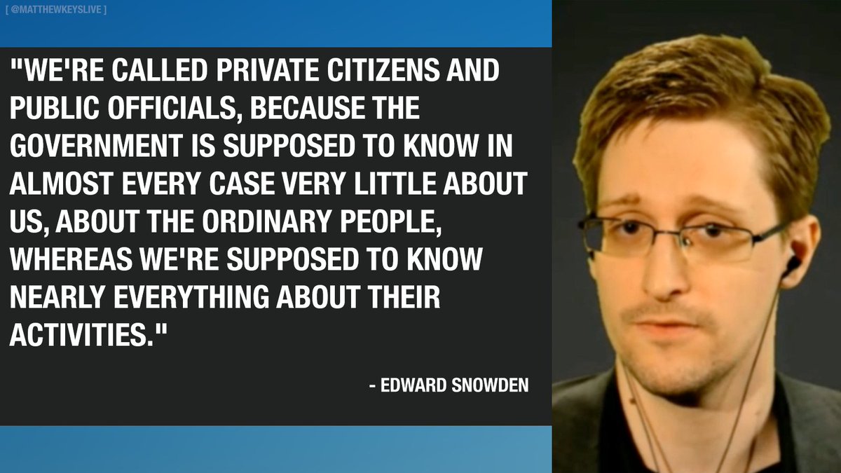 Matthew Keys (@matthewkeyslive) on Twitter photo Best quote by <a href="/Snowden/">Edward Snowden</a> tonight, on privacy and government transparency - bit.ly/22LPGem Best quote by <a href="/Snowden/">Edward Snowden</a> tonight, on privacy and government transparency - bit.ly/22LPGem