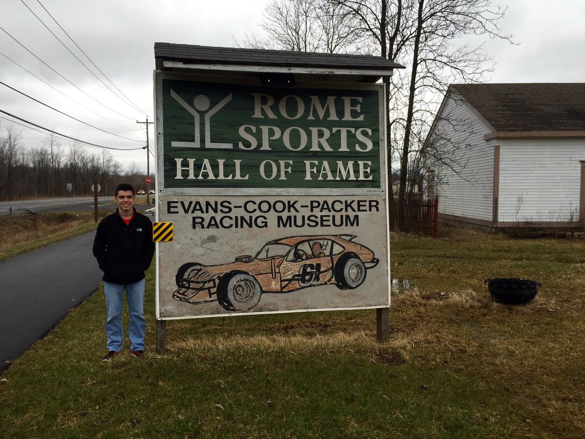 CamdenProud's tweet photo. Outside #RomeSportsHOF today with #RichieEvans and #JerryCook signs. Thanks again to Dave for the special tour! https://t.co/A6lvbtZhfI