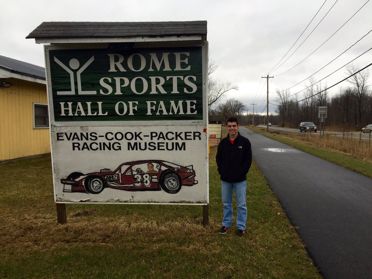 CamdenProud's tweet photo. Outside #RomeSportsHOF today with #RichieEvans and #JerryCook signs. Thanks again to Dave for the special tour! https://t.co/A6lvbtZhfI