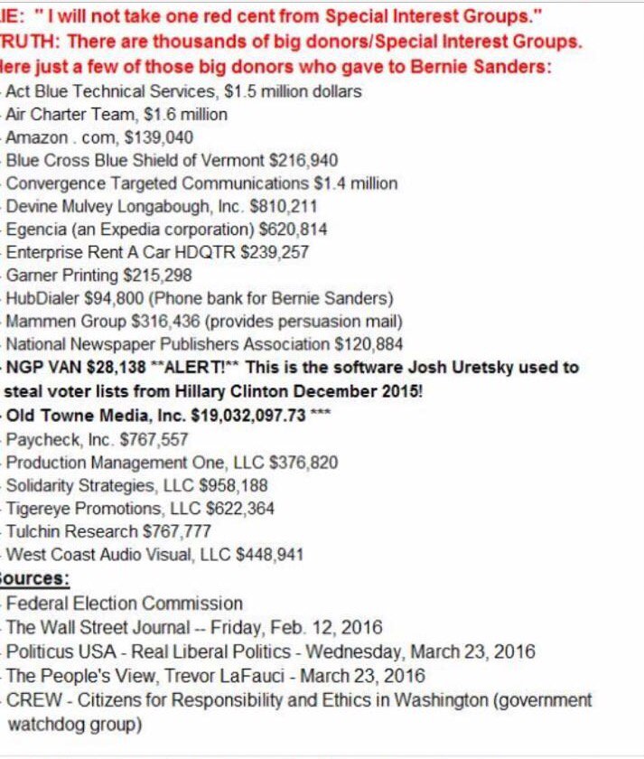 JSavoly's tweet photo. Bernie: I will not take money from any special interest groups #ImWithHer #MadamPresident #Hillary2016 https://t.co/X1oAHw0Eoi