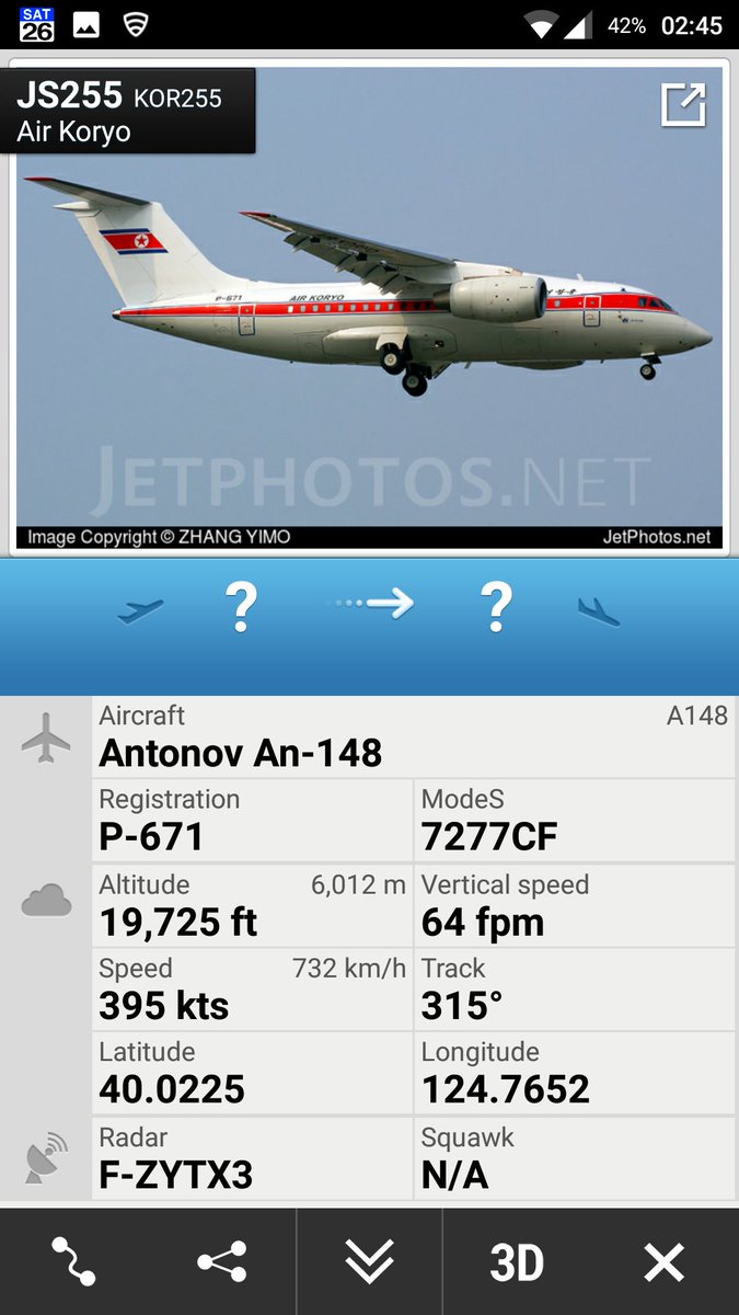 CivMilAir's tweet photo. Air Koryo #DPRK #NorthKorea
AN148 #P671 JS255
https://t.co/VAIH7xikqd https://t.co/hby6fKCoiW