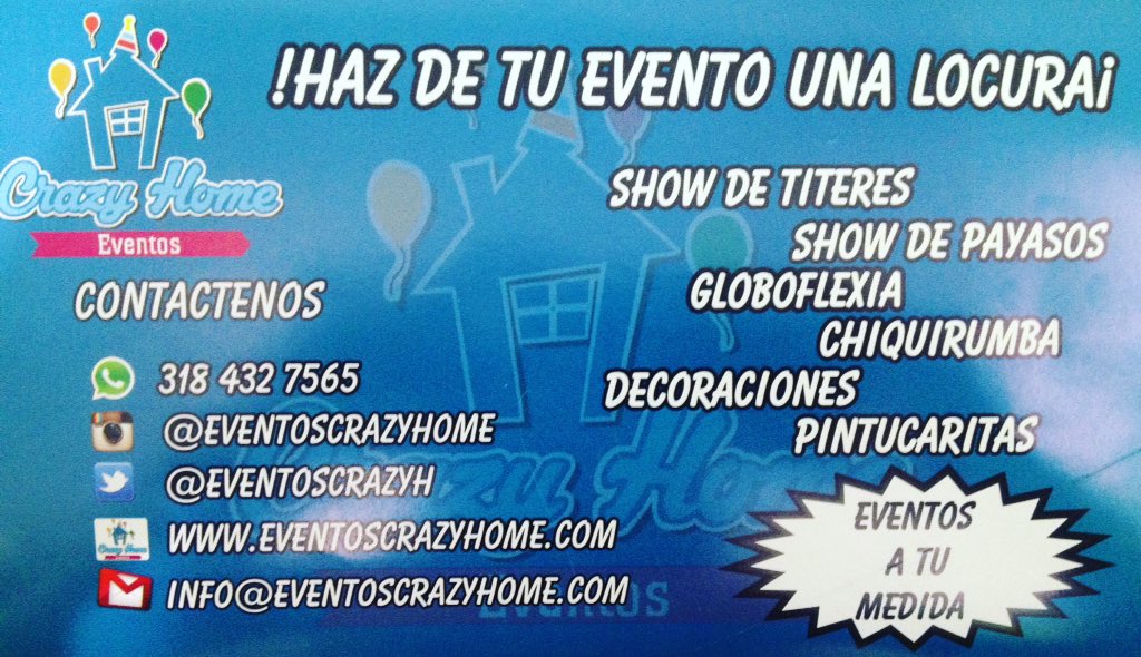 EventosCrazyH's tweet photo. Comparte con tus invitados sin preocuparte de nada #familiacrazyhome realiza tus eventos 
Contáctanos https://t.co/jCzDmM8uMc