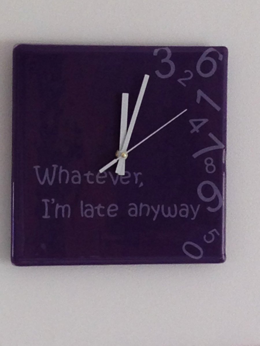 Funkifusion's tweet photo. Whatever Clock, I'm Late Clock, Gifts For Her, Gifts For Him, Wed… https://t.co/NxeX60Hgd6 #Etsy #ColouredClocks https://t.co/tsRcL8a2LP