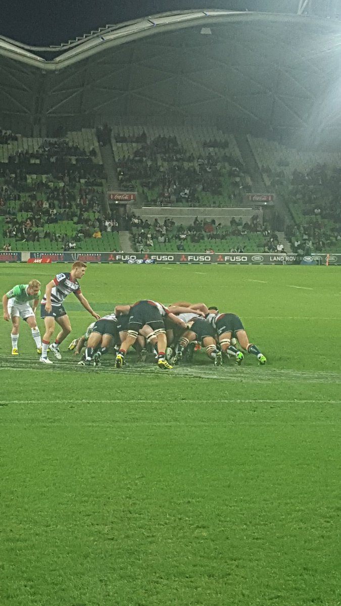 Rebel_Army's tweet photo. And a scrum to finish the game and the @AAMIPark turf off. We've lost 27-3 #REBvHIG https://t.co/IbohKdRi33