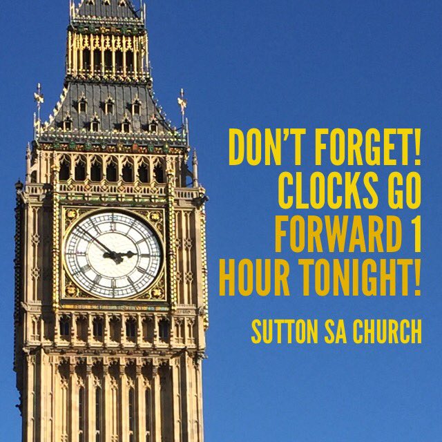 suttonsachurch's tweet photo. Don't forget to adjust your clocks tonight! #springforward #sutton https://t.co/HYTXxA3AQ2