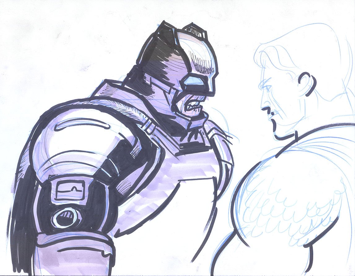 jimsmithstudios's tweet image. Quick #BatmanVsSuperman marker #sketch