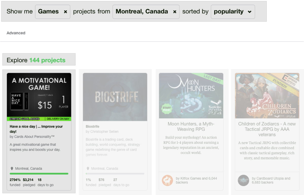 CardAboutPerson's tweet image. Woooo! 18 Days Left And Thanks Your Support, We Are the Most Popular Game in Montreal: kickstarter.com/projects/carda…
