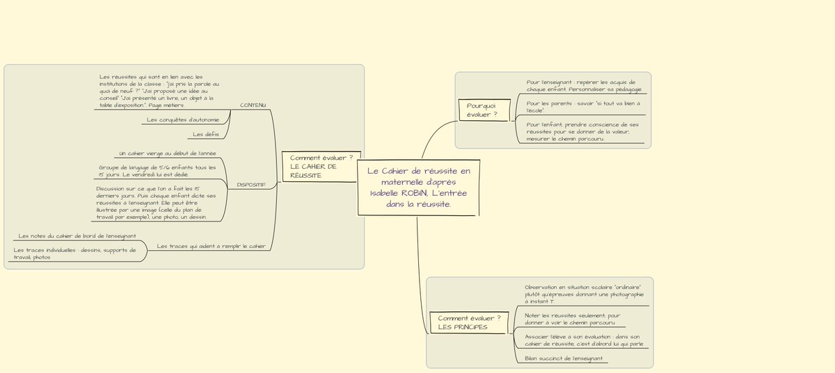 Carte mentale sur l'#Evaluation en #Maternelle d'après de très bon livre d'@IsabelleRobinPI Je vous le recommande !