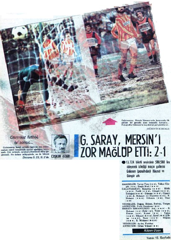 GSTarihteBugun's tweet photo. (1978) @GalatasaraySK Mersin İ.Yurdu 2-1 (lig)
Gollerimizi Gökmen Özdenak ve Güngör Tekin attı. https://t.co/6OBqWvweFW