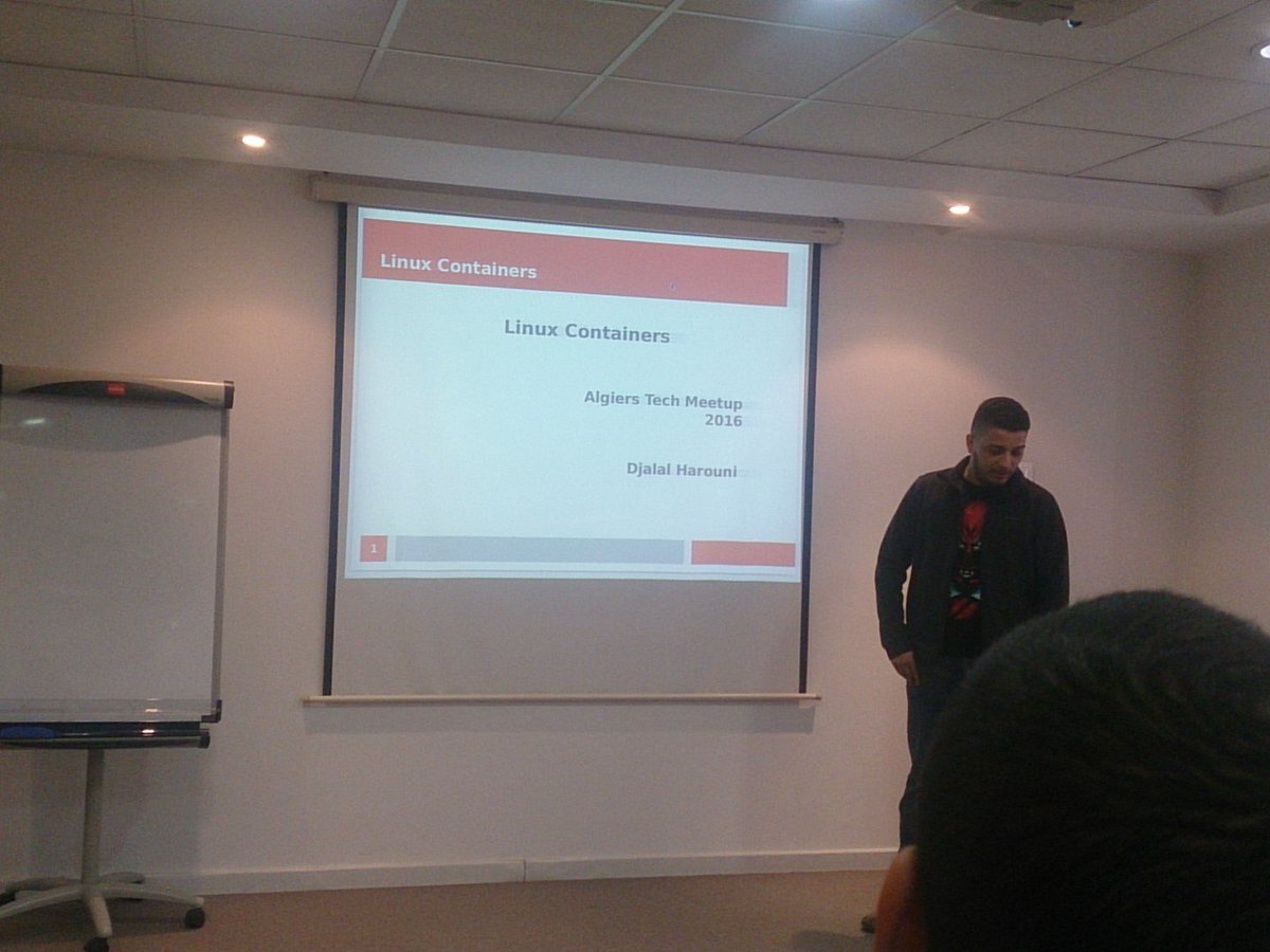 Control_Alt's tweet photo. Djalal harouni and #Linux containers #algierstechmeetup https://t.co/vH5Uk7zaJj