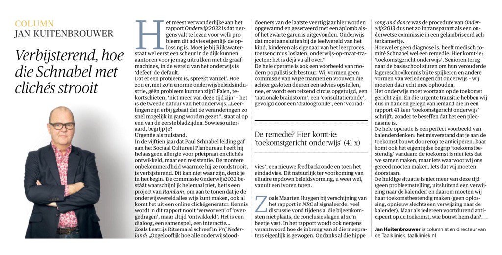 Ik krijg er maar geen genoeg van, alle dodelijke analyses van Onderwijs2032. Een sterke, door <a href="/kuitenbrouwer/">Jan Kuitenbrouwer</a>