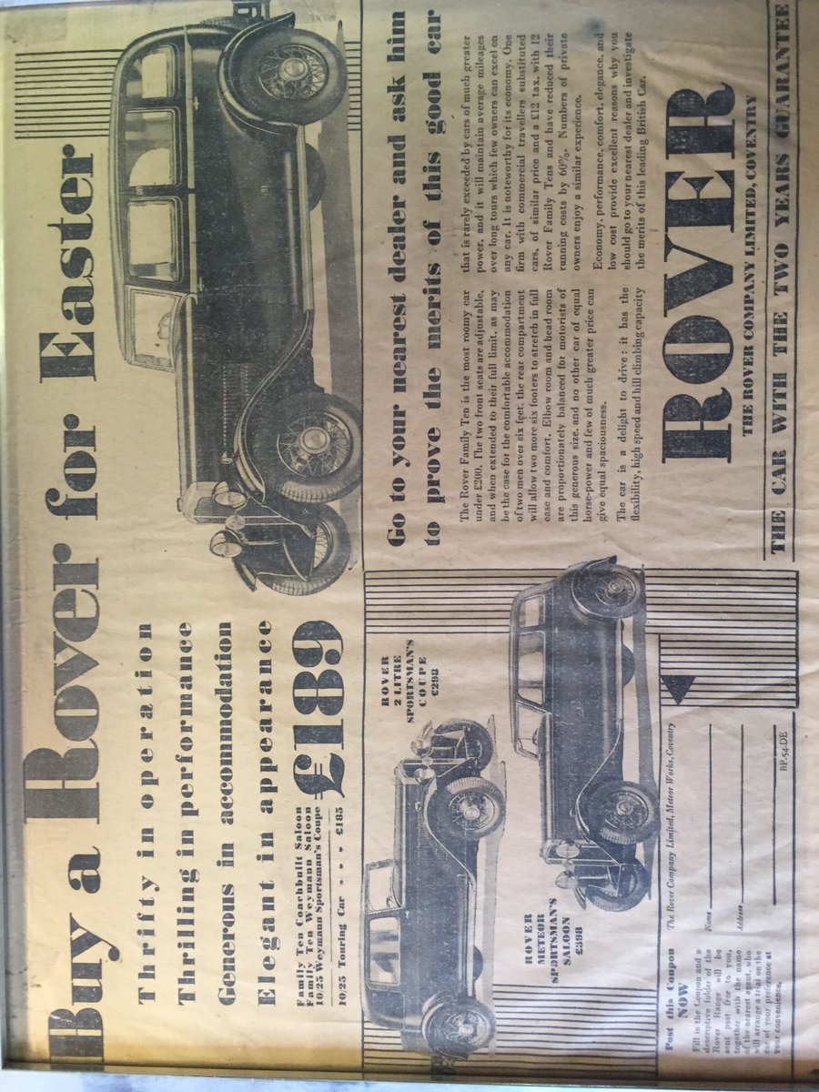 'Buy a Rover this #Easter' the telegraph advert from 30th March 1931
