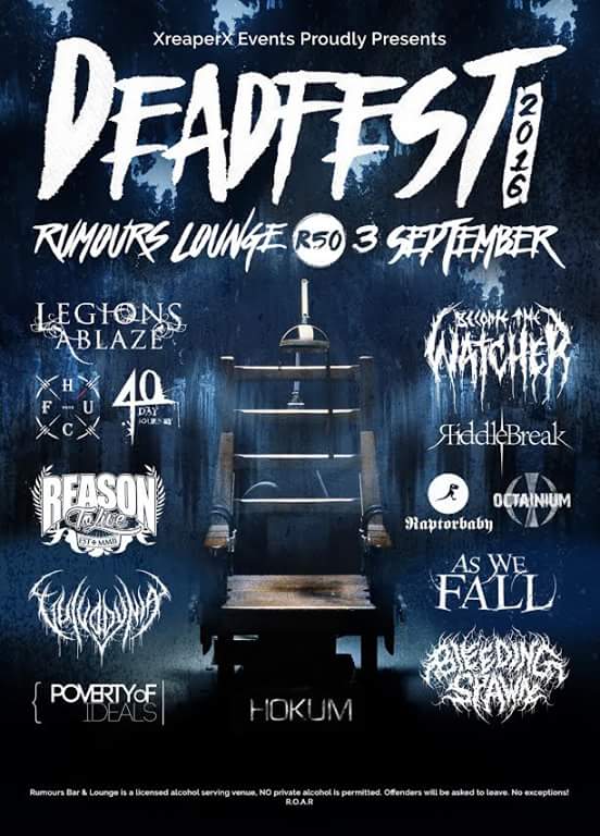XreaperXEvents's tweet photo. Next show 3rd september @RUMOURSLIFE 13 bands two stages R50 Entrance https://t.co/ki5mBbG9Qc