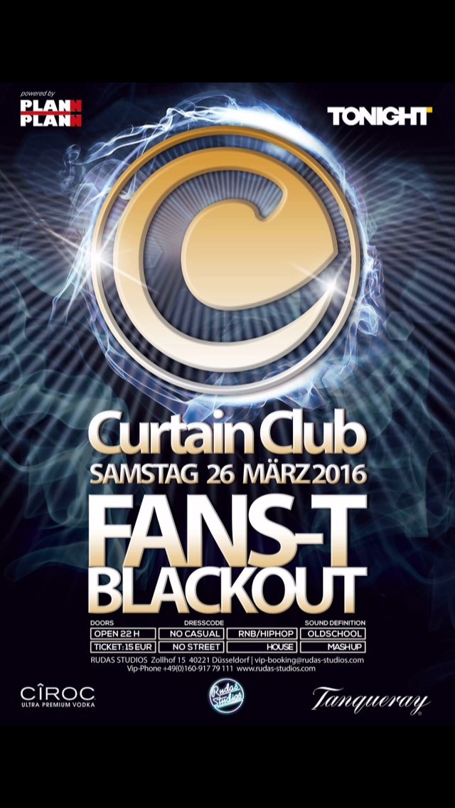 ▬TONIGHT ▬
Let's Party <a href="/rudasstudios_/">Rudas Studios</a>. W/t @TONIGHTde #Tanqueray #Ciroc #Germany#BestPlace #Plann