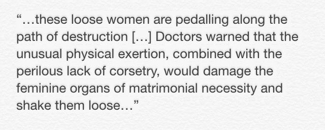 WhoresofYore's tweet photo. Newspaper from 1896, warning about the dangers of ladies on bicycles. #organsofmatrimonialnecessity https://t.co/YJbRk66HUc
