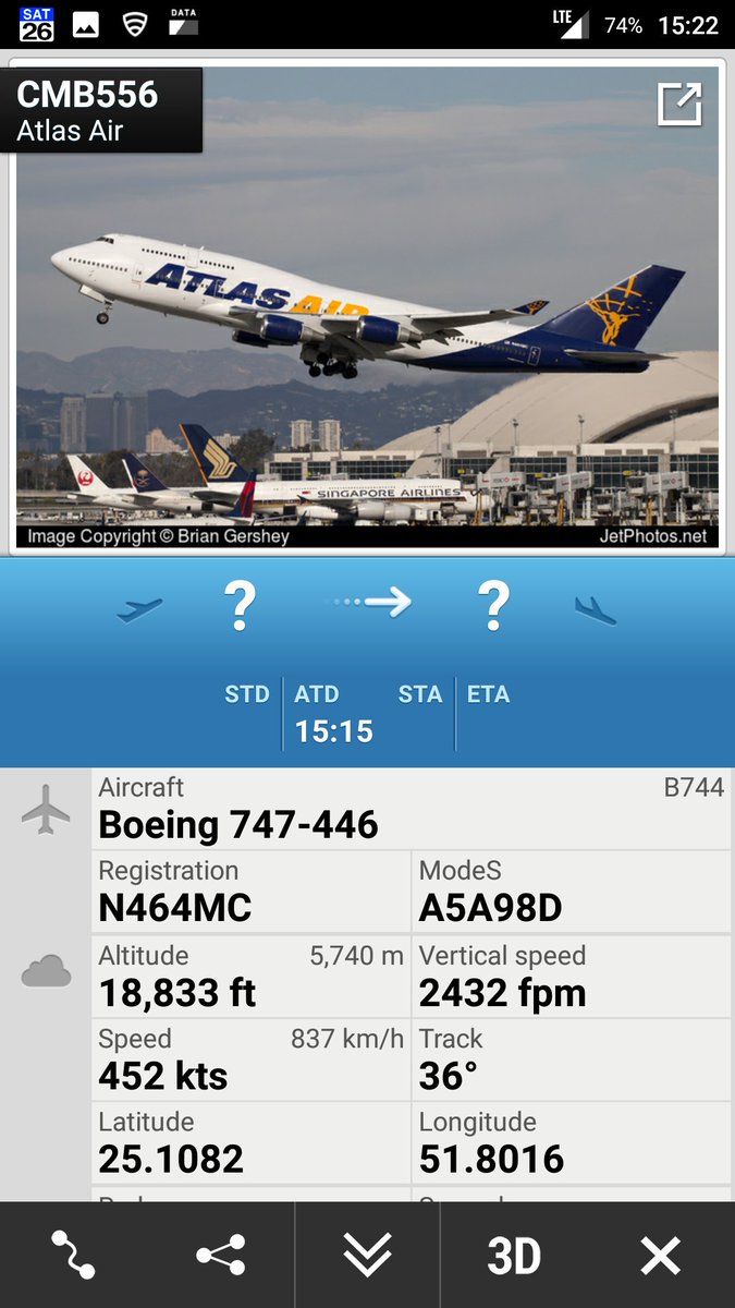 CivMilAir's tweet photo. Al Udeid Air Base #Qatar 🇶🇦 
#USAF Camber flight 
Atlas Air B744 #N464MC CMB556 
https://t.co/CI1MAQM0Zw https://t.co/ARdpOiyEb3