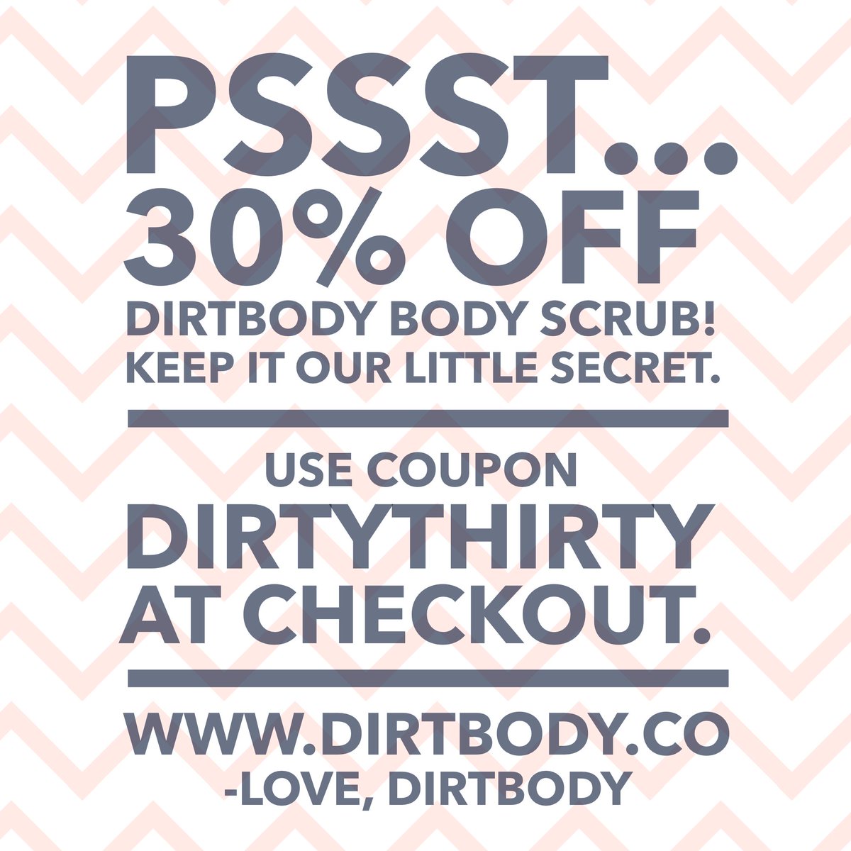 dirtbody's tweet image. 30% off original coffee based scrub! Limited time! Use: dirtythirty at checkout. dirtbody.co
