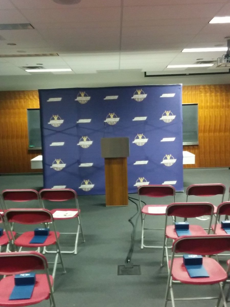 JMSMCommittee's tweet photo. The stage is set for #JMSMhtc. 1 hour until sports minds from across North America speak to @jmsbconcordia students! https://t.co/v0yZDZDj1L