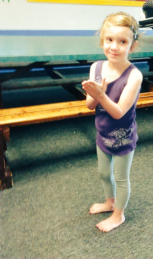 Okie_Shiner's tweet photo. The #Munchkin is pretty stoked for gymnastics today (&amp; maybe a little nervous). #Tulsa #Oklahoma #nineoneeight https://t.co/wx7N1A6miI