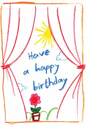 *draws a card for @HisFoxxy ,climbing in her lap handing it to her* happy birthday mommy