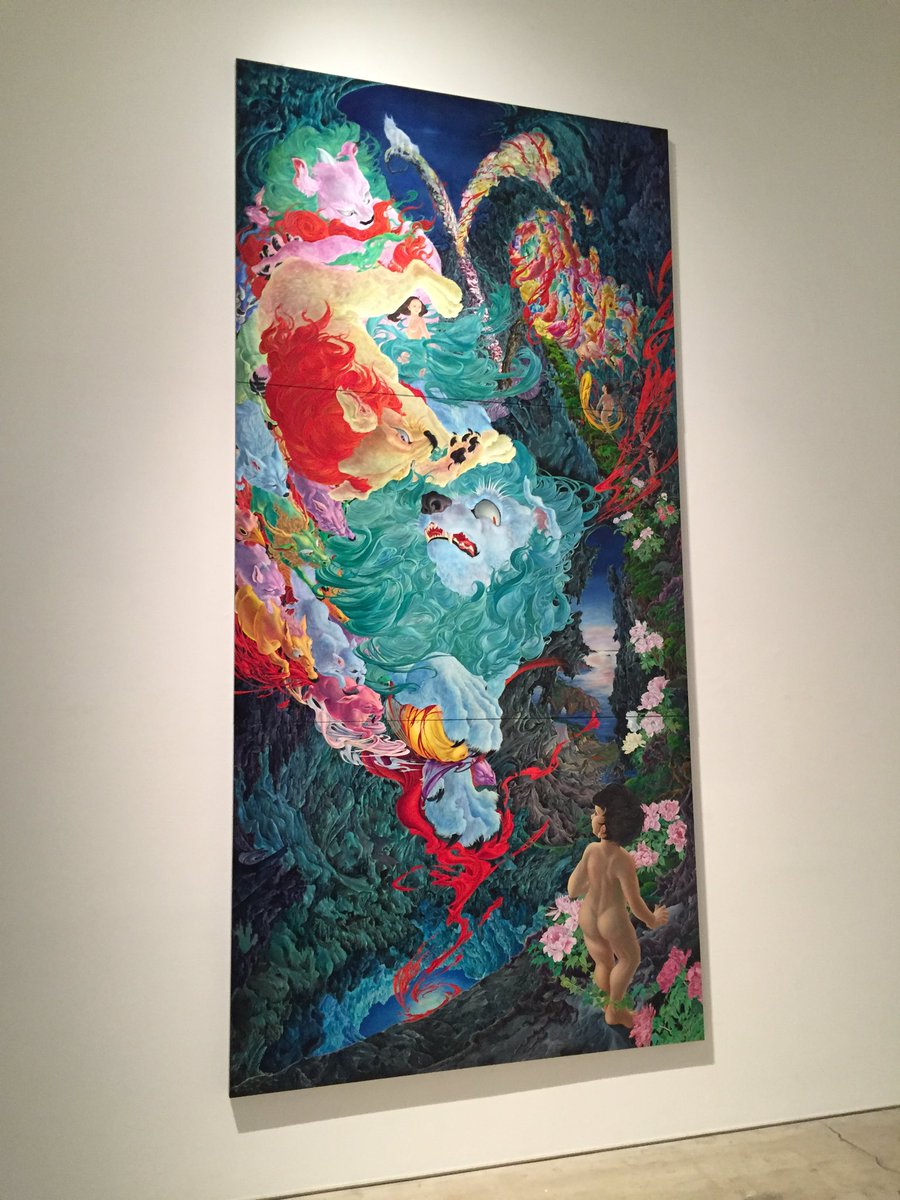 Mofuwa 個展7 30から そして岡本えりさんの個展へ 圧巻の絵画に立ち尽くしてしまう キャンバスは大きいですが 鮮やかな色彩と 細部の描き込みが積み重なって すさまじいパワーになっていました 見れてよかった 語彙力がない T Co 6ferz10act