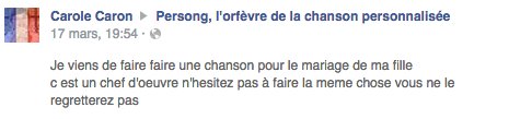 Un message qui met du baume au coeur pour Persong sur sa page FB :))