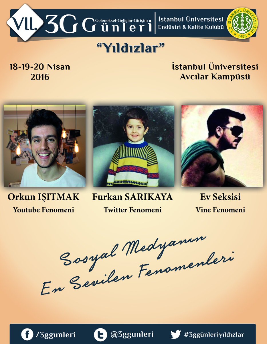 Sosyal Medyanın sevilen Fenomenleri 20 Nisan 2016'da VII. 3G Günleri'nde @merhababenorkun <a href="/Overlokcu12/">Furkan Sarıkaya</a> <a href="/Evseksisi/">Kıvanç</a>