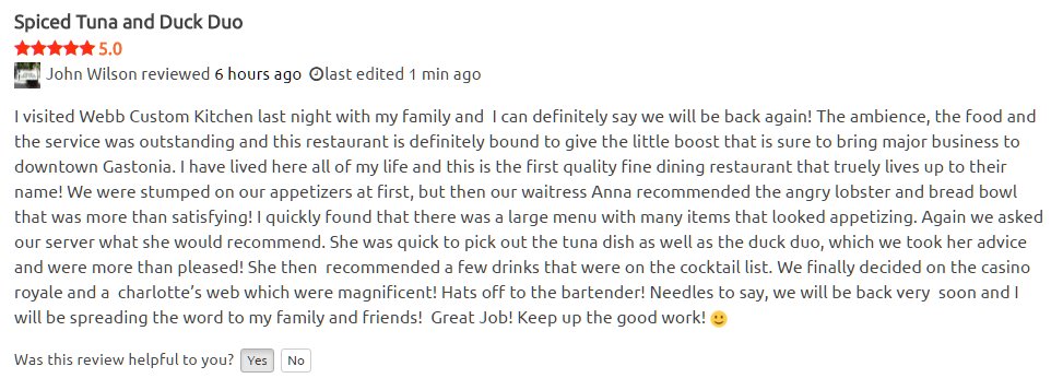 Fantastic new review of Webb Custom Kitchen! @GastonEats #GastoniaNC 
downtowngastonia.com/locations/list…