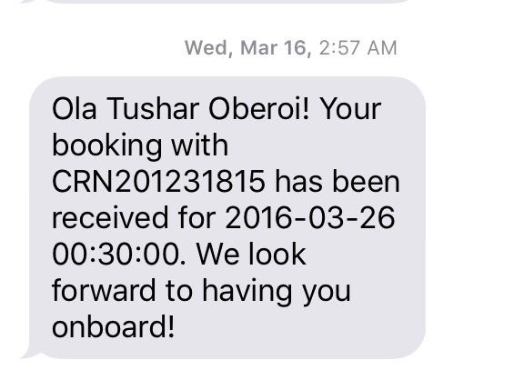 tusharoberoi's tweet photo. @Olacabs what's the point of advanced booking when you can't fulfill a request, big time disappointment https://t.co/749yn3Nxn8