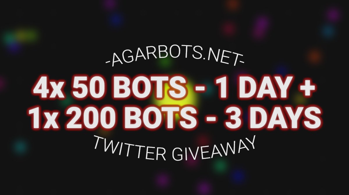 AgarBotsNET's tweet image. 🌟 GIVEAWAY: 4x 50 BOTS FOR 1 DAY + 1x 200 BOTS FOR 3 DAYS!
End: 2nd of April at 8pm (CET)
✅ Retweet to participate