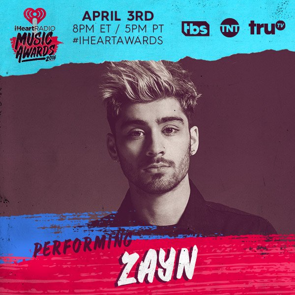 iHeartRadio's tweet photo. And if you couldn't get enough of #iHeartZayn, check him out when he performs at the #iHeartAwards next Sunday! https://t.co/Y40EPVbewl