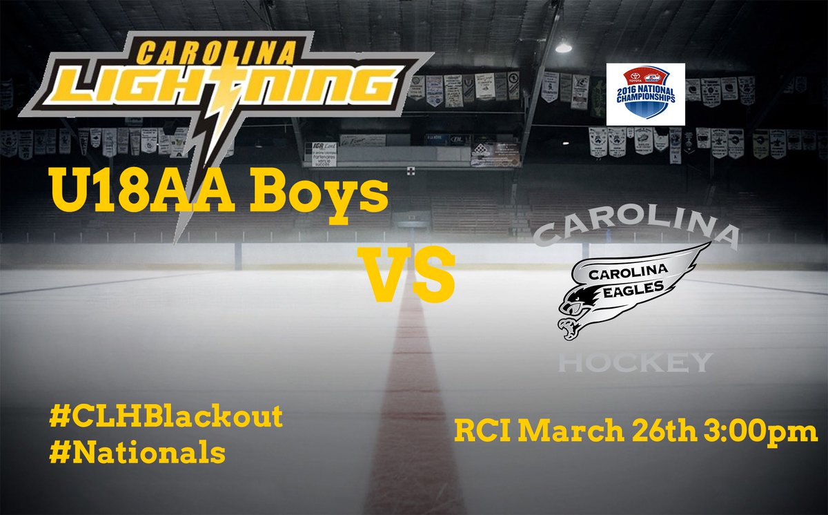 CarLightningNC's tweet photo. Its Game day 3pm at Raleigh Center Ice Send off the U18AA's to Nationals in Style. 50/50 raffle and drinks. https://t.co/IhOwOQZIqY