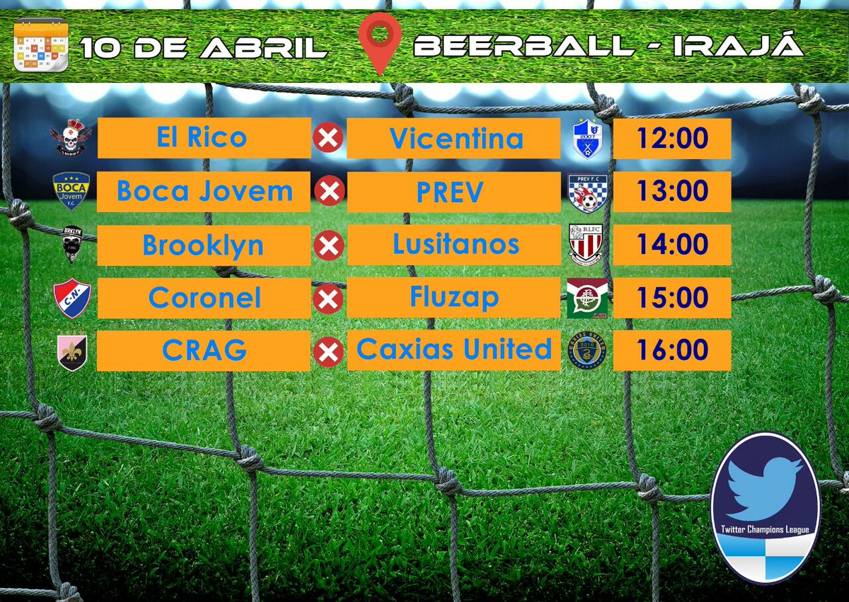 federacao_tcl's tweet photo. Estes são os confrontos eliminatórios da Pré TCL que começará no próximo domingo (3), no Beerball, em Irajá. Venha! https://t.co/xQMlis0Bbs