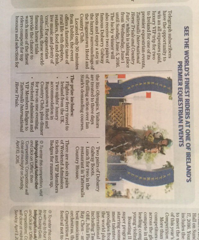 Pick up a copy of <a href="/dailytelegraph/">The Daily Telegraph</a> to win a trip to @Tatts2016 with <a href="/Dubarry_com/">Dubarry of Ireland</a> <a href="/roganstown/">Roganstown Hotel</a> #tatts2016